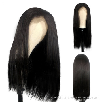 DTL Wholesale Silk Straight Wave Human Hair Front Full Lace Wig, Natural Color Remy Brazilian Hair Lace Wig For Women